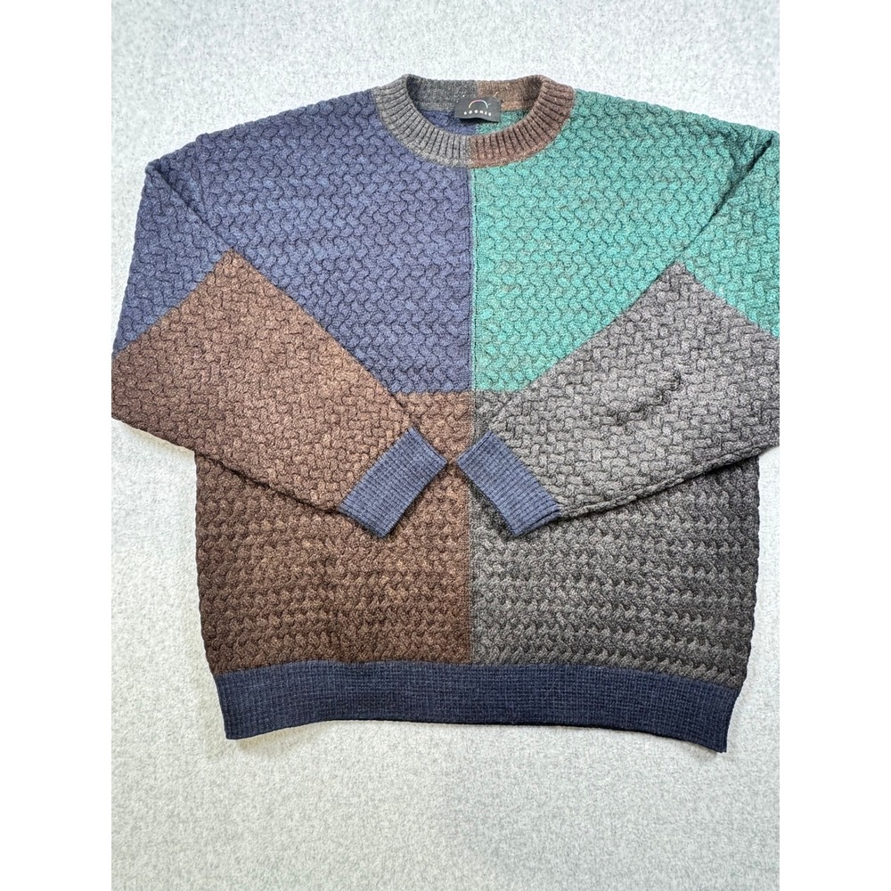 Bogner Mens Colorblock Wool Alpaca Mohair Knit Sweater Made in Italy Multi L